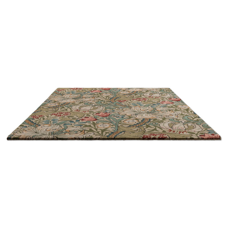 Hand Tufted Wool Floral Area Rug in Mineral, Rectangle 5'7" x 7'10"