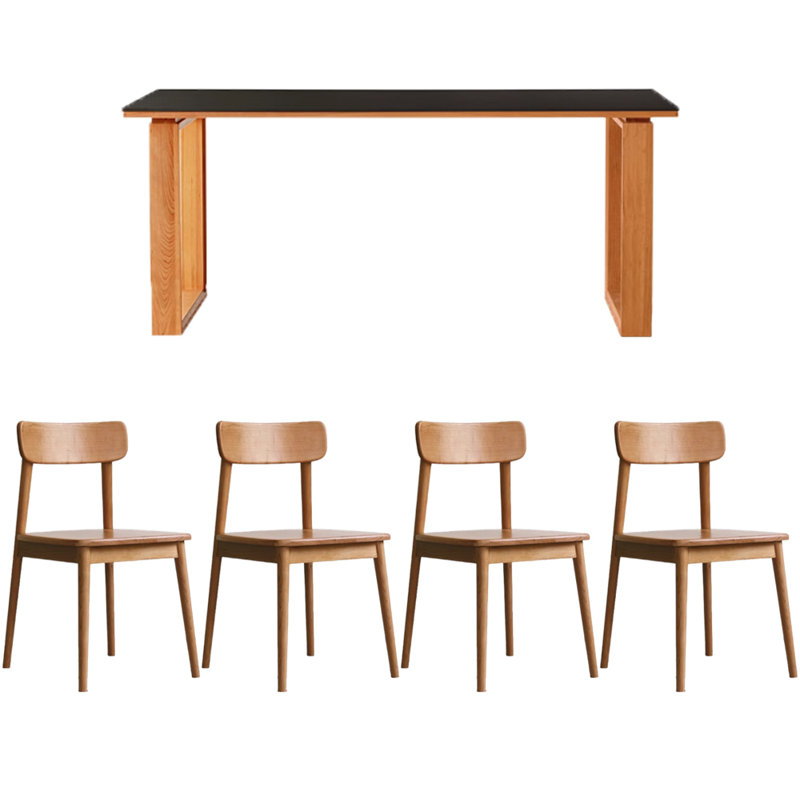 Ensemble de table de salle à manger Rock, H 29,52 po x L 70,86 po x l 33,46 po, Noir, noir, noir, noir