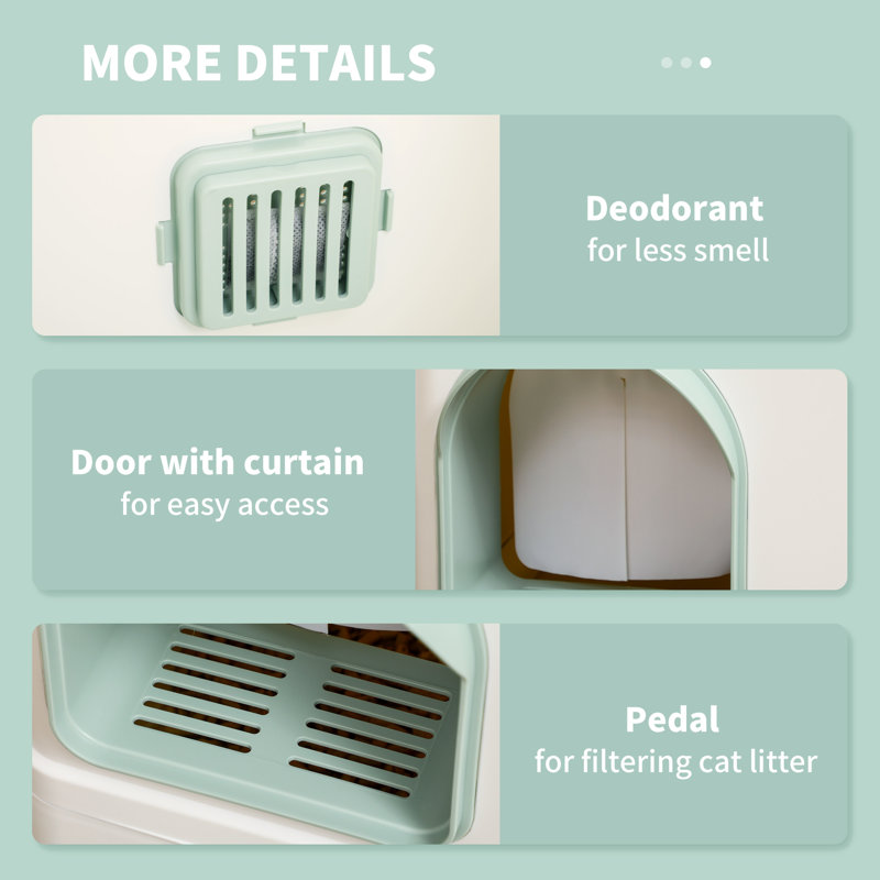 Plastic Enclosed Litter Box with Scoop