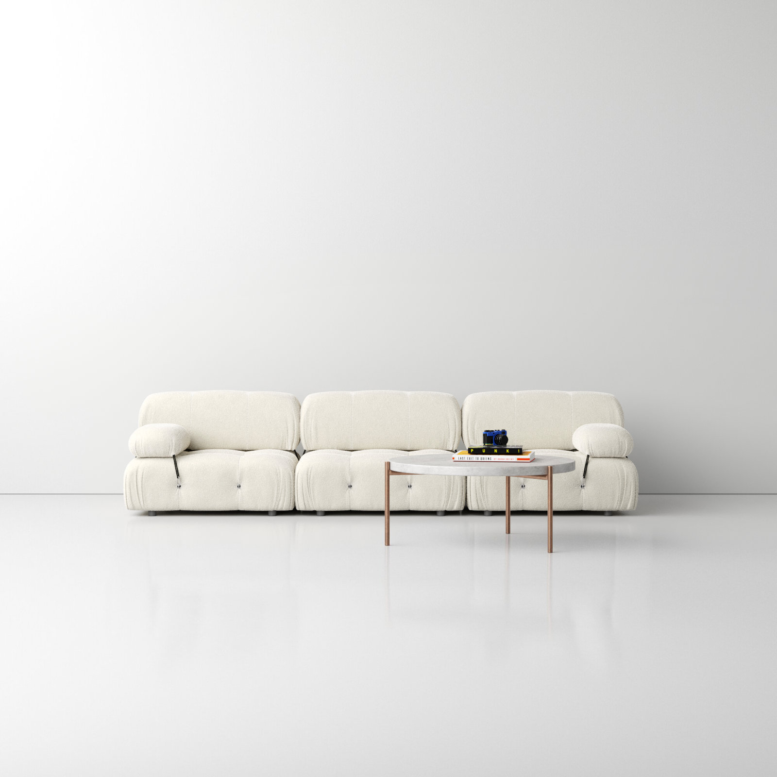 Mio 108'' Upholstered Sofa, Ivory