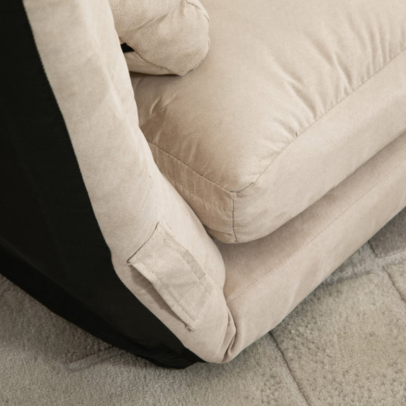 Kinta Full / Double Upholstered Convertible Sofa, Beige Suede, 23.5" H x 51.25" W x 28.75" D
