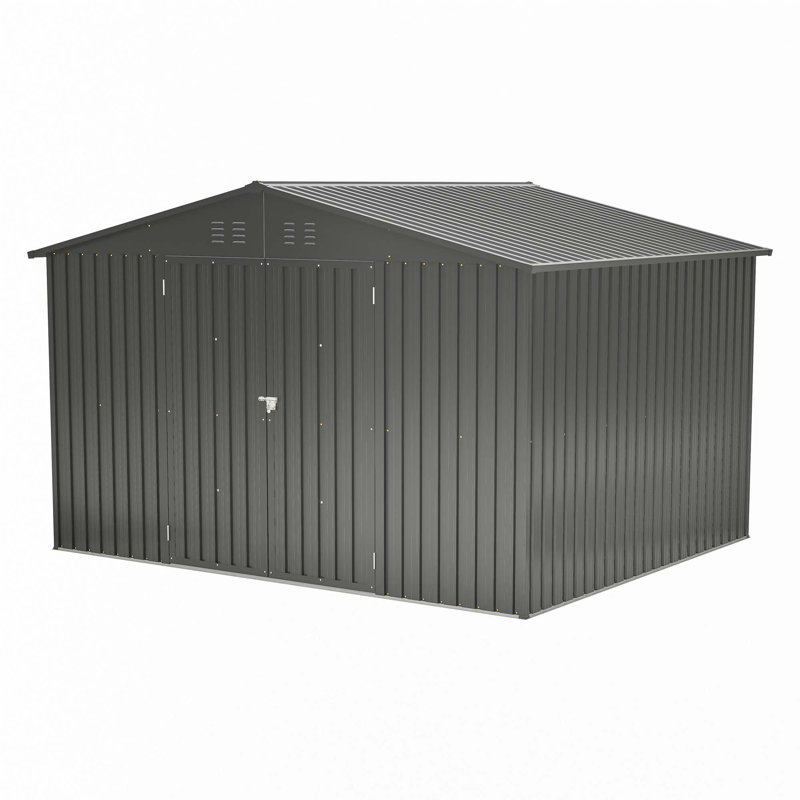 Remise de rangement extérieure 10 pi x 8 pi, remise en métal toutes saisons avec portes verrouillables, remise à outils pour le jardin, le patio, la cour arrière, la pelouse