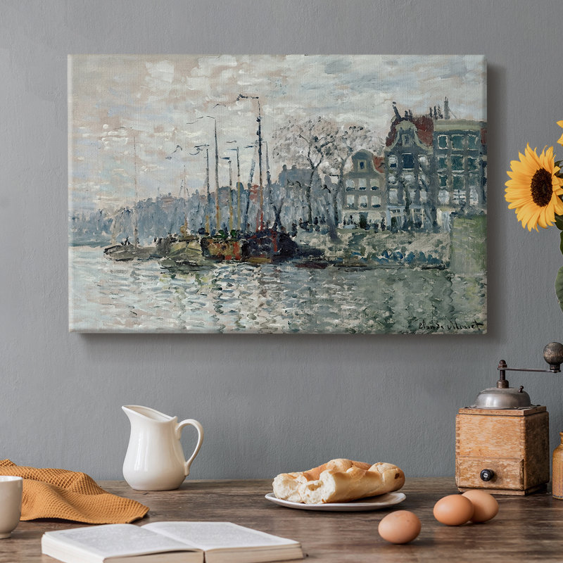Le Voorzaan et le Westerhem-Claude Monet-Toile tendue avec châssis-1871, 12 x 18