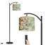 Lampe sur pied à arc avec abat-jour réglable Arbre à fleurs floral vert moderne Branches florales Lampe sur pied cerisier 3 températures de couleur Lampe à mât haut avec interrupteur au pied pour la chambre à coucher