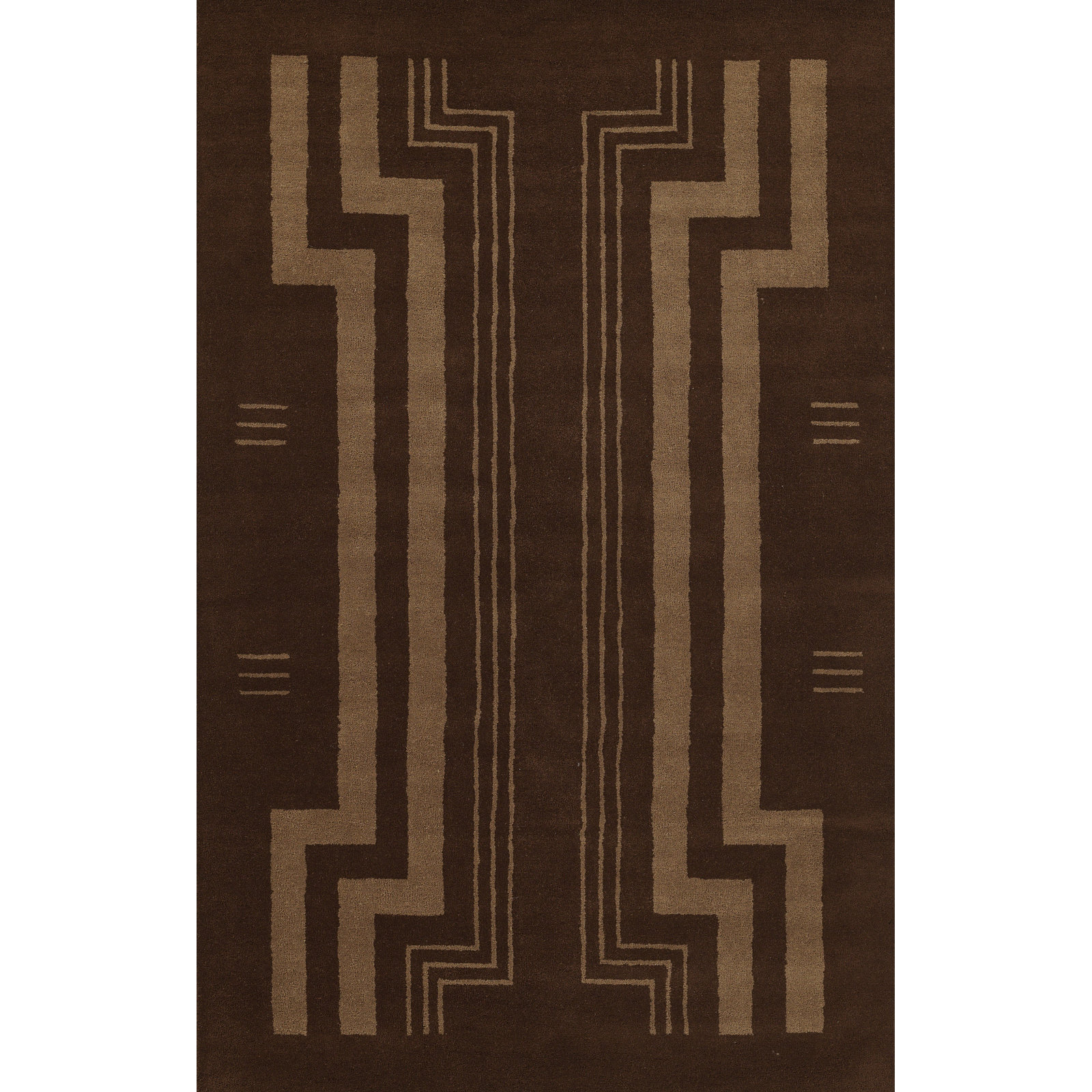 Hallum Hand Tufted Wool Brown Rug, Rectangle 8' x 10'