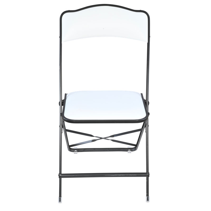 Assis dans le style Chaise pliante de style Fritz avec sièges rembourrés en vinyle, sièges élégants et confortables, Blanc