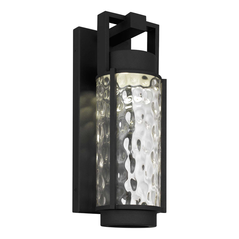 Winston LED Wall Lantern with Mouth-Blown Hammered Glass, 3-CCT Selectable, Dimmable, Wet Rated, 17" H x 5.5" W x 7.25" D