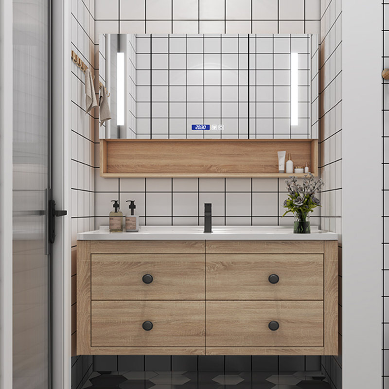 Meuble-lavabo moderne en rondins