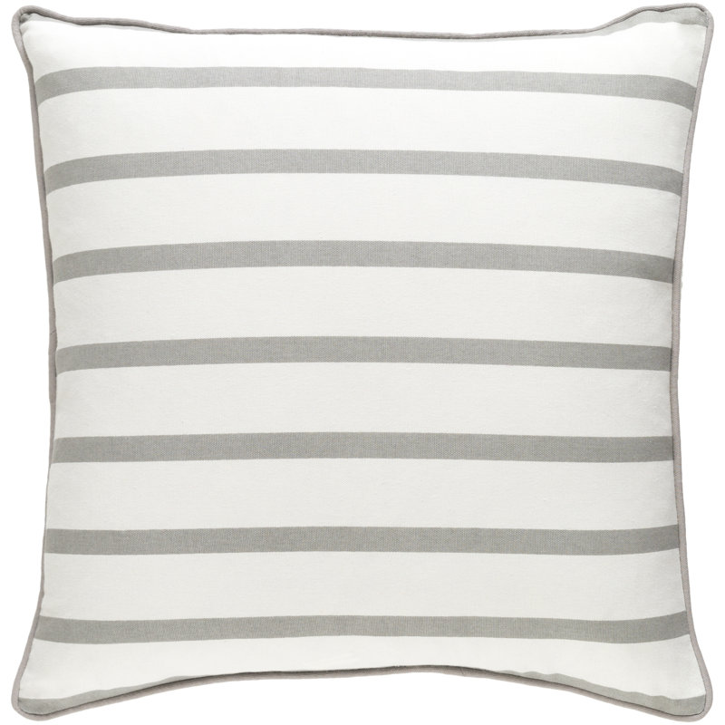 Housse de coussin en coton Manylath, Blanc / Bleu marine, Polyester/ Bourre en polyester