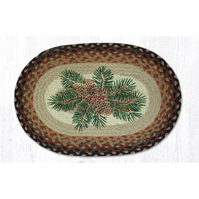  Pinecone Red Berry Oval Placemat 13"x19" – Rustic Farmhouse Table Decor