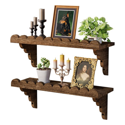 17 Inch Floating Shelf with Wood Brackets
