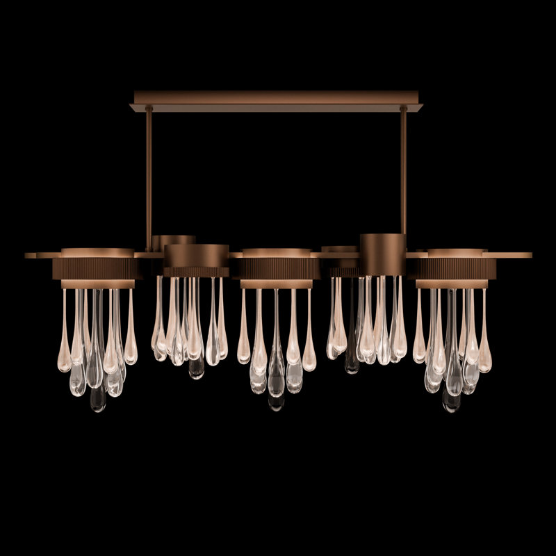 Rain 56.25"W Linear Pendant, Ombre Copper
