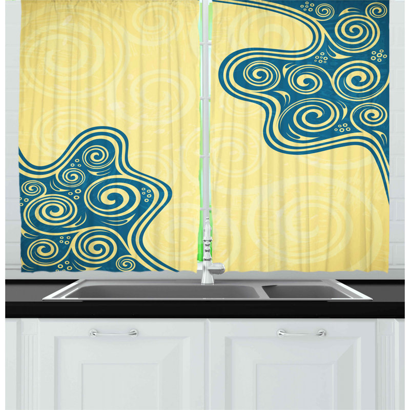 Abstract Pointed Kitchen Curtain