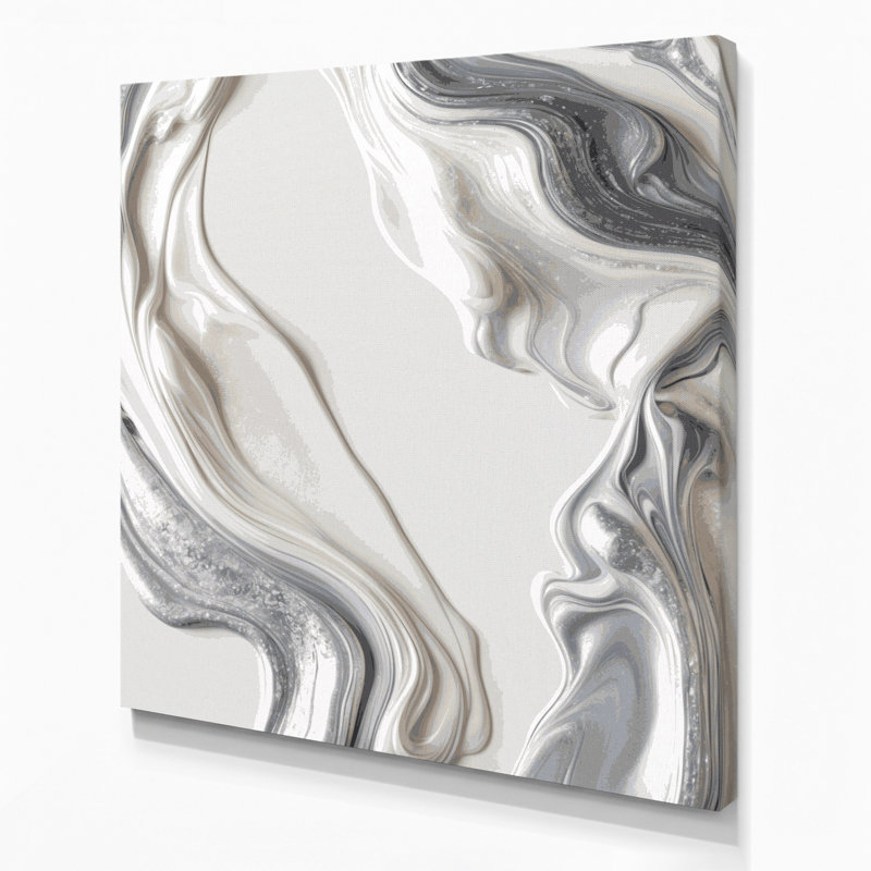Abstrait art fluide sur toile grise 90, H 16 po x l 16 po