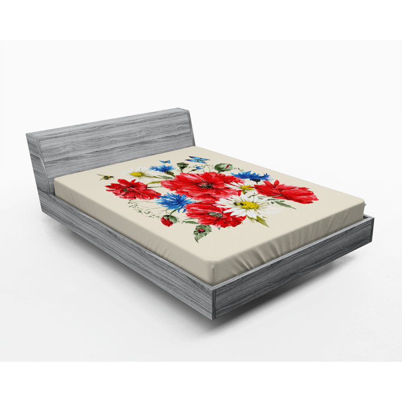 Microfiber Floral Fitted Sheet, Full Fitted Sheet