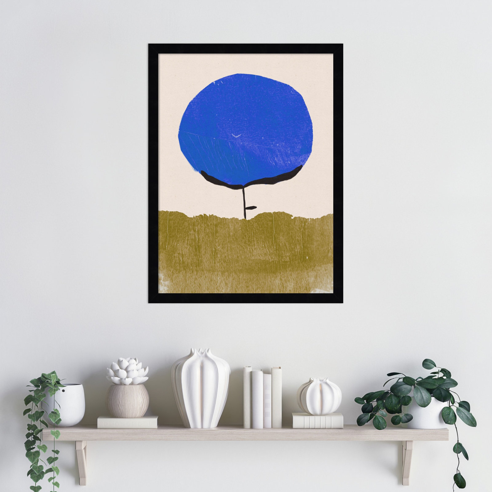 Blue Flower Print by Alisa Galitsyna, Black, 21" H x 16" W