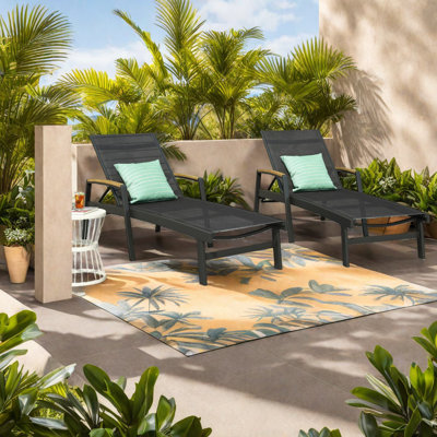 Adjustable Patio Chaise Lounges, Aluminum Modern Set For Patio Home