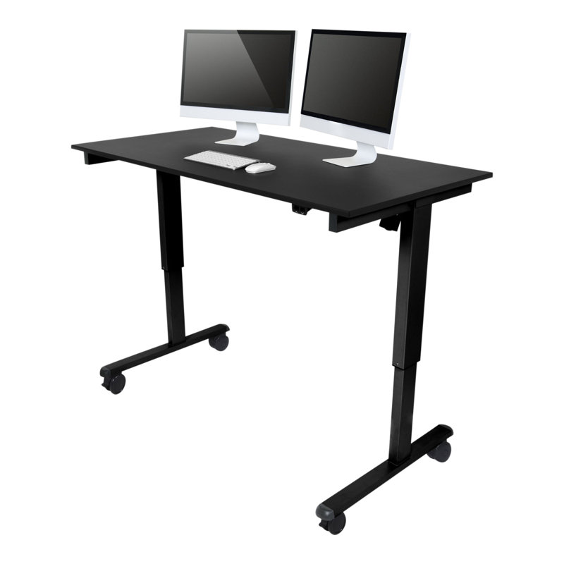 Adjustable Metal Base Standing Desk, Black, 32.5" H x 59" W x 29.5" D