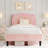 Twin Bed Frame with Upholstered Adjustable Headboard & Smart LED, Velvet Princess Platform Bed for Girls/Kids-2020308734