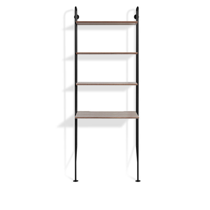 Bibliothèque et bureau Hitch, Structure noire / casier noyer