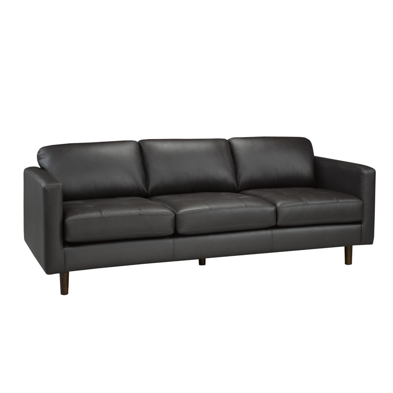 Lassen 88'' Upholstered Sofa, Brown Genuine Leather