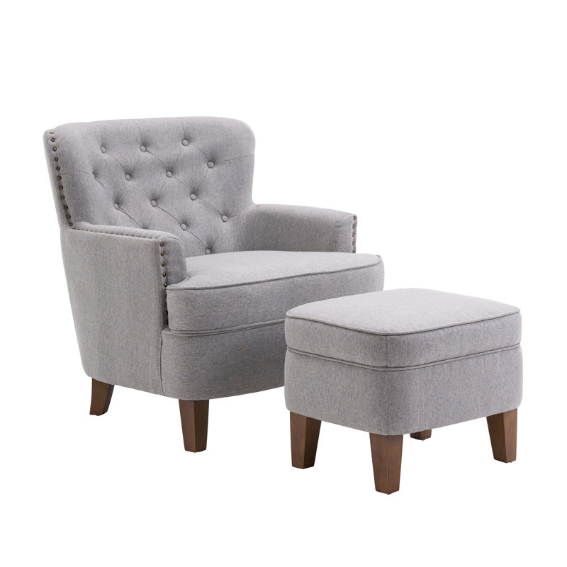 Arrison Upholstered Armchair, Gray Polyester Blend