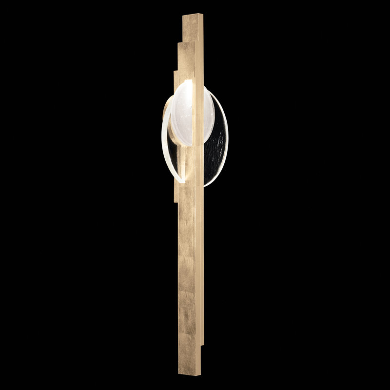 Selene Wrought Iron LED Flush Mounted Sconce, Soft Gold, 44" H x 12.75" W x 3.5" D