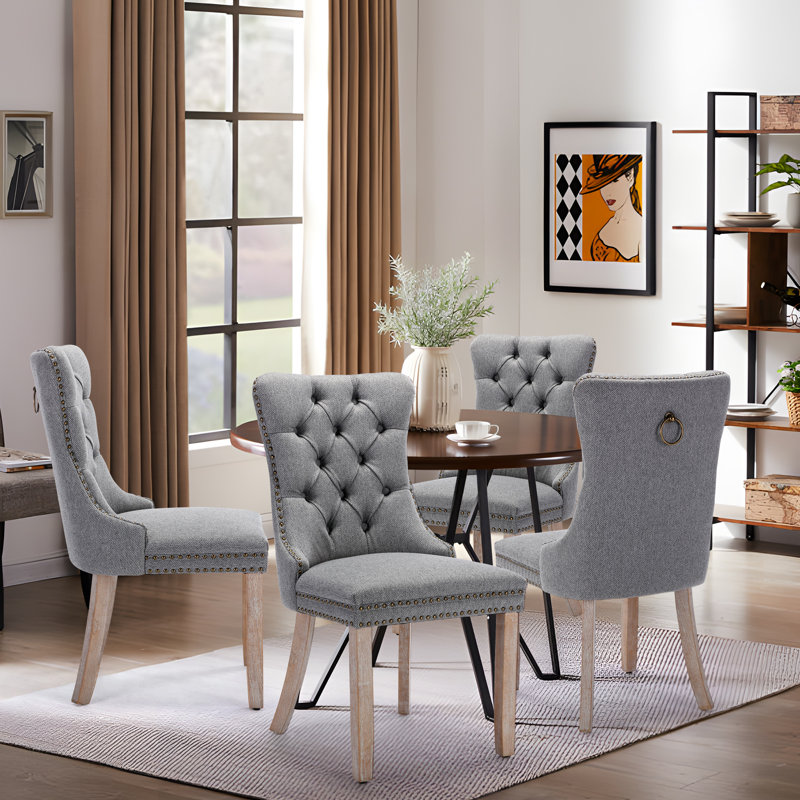 Chaise de salle à manger Kenta, Bois gris, Brun