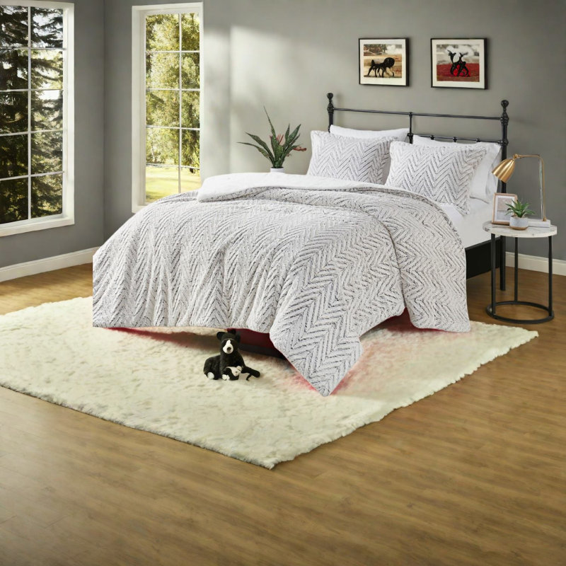 Ensembles de literie ultra moelleux, double chevron en fausse fourrure pour une maison confortable