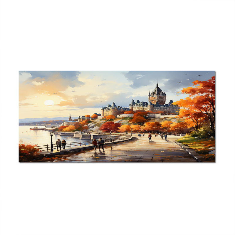 «Québec City Touristic City II», reproduction d'art sur toile Québec, Toile tendue, H 28 po x l 60 po x P 1,5 po