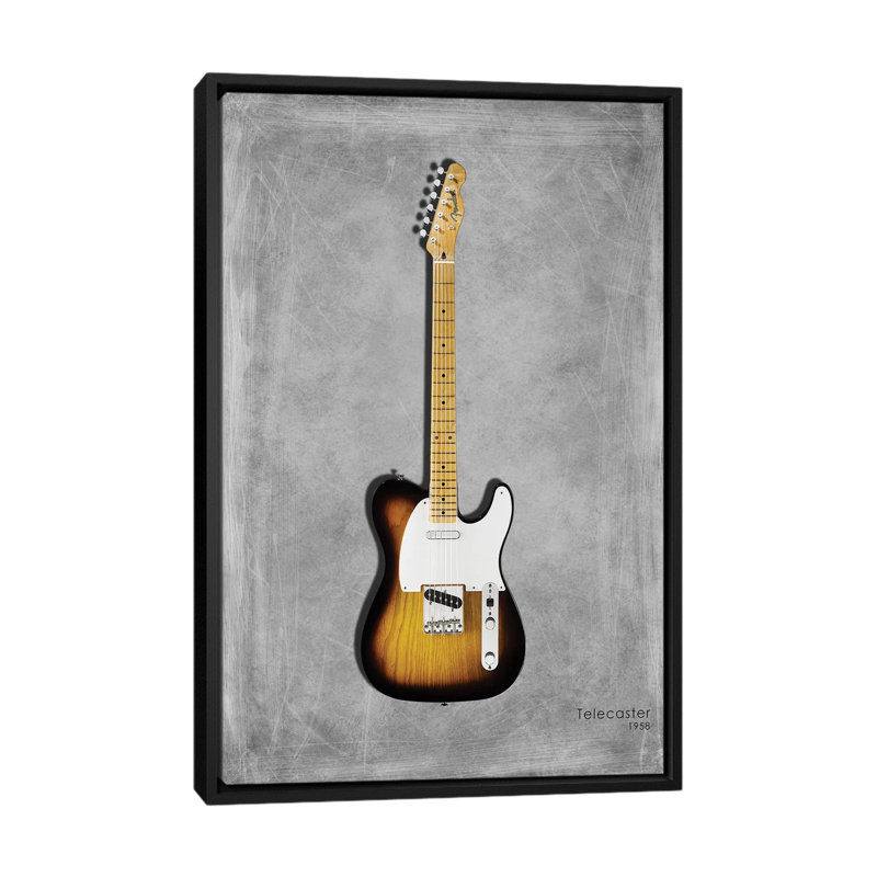 « garde-boue telecaster 58 », impression sur toile tendue, H 26 po x l 18 po x P 1,5 po, Toile avec cadre noir, Pas de tapis