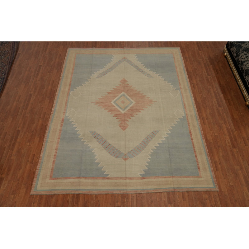 Tapis tribal en laine tissé à plat Kilim 10 x 13