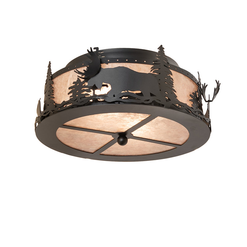 2 - Light Flush Mount, Textured Black