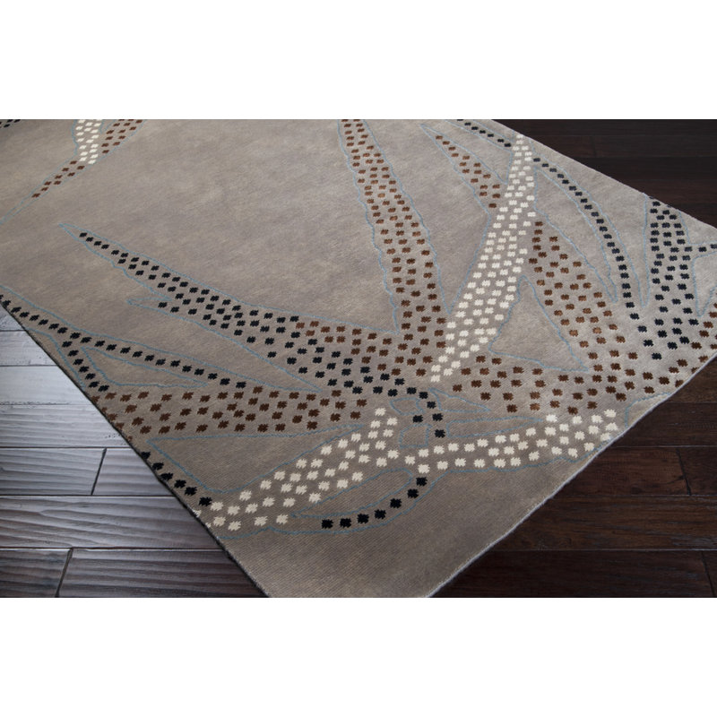 Tapis gris en laine noué à la main Heritage, Rectangle 2 pi x 3 pi