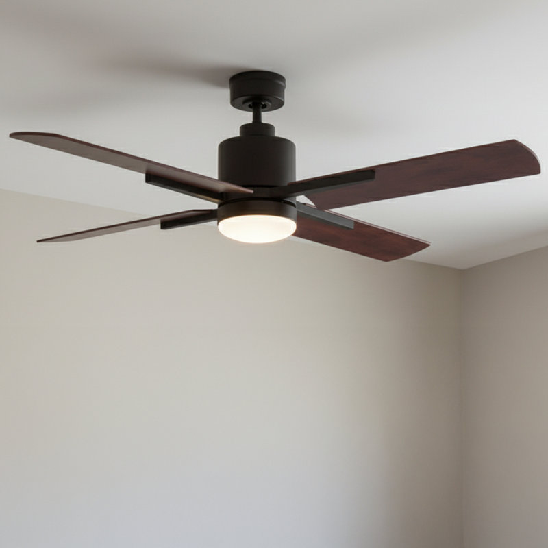 Gudgen 52'' Ceiling Fan with LED Lights, Matte Black/Black