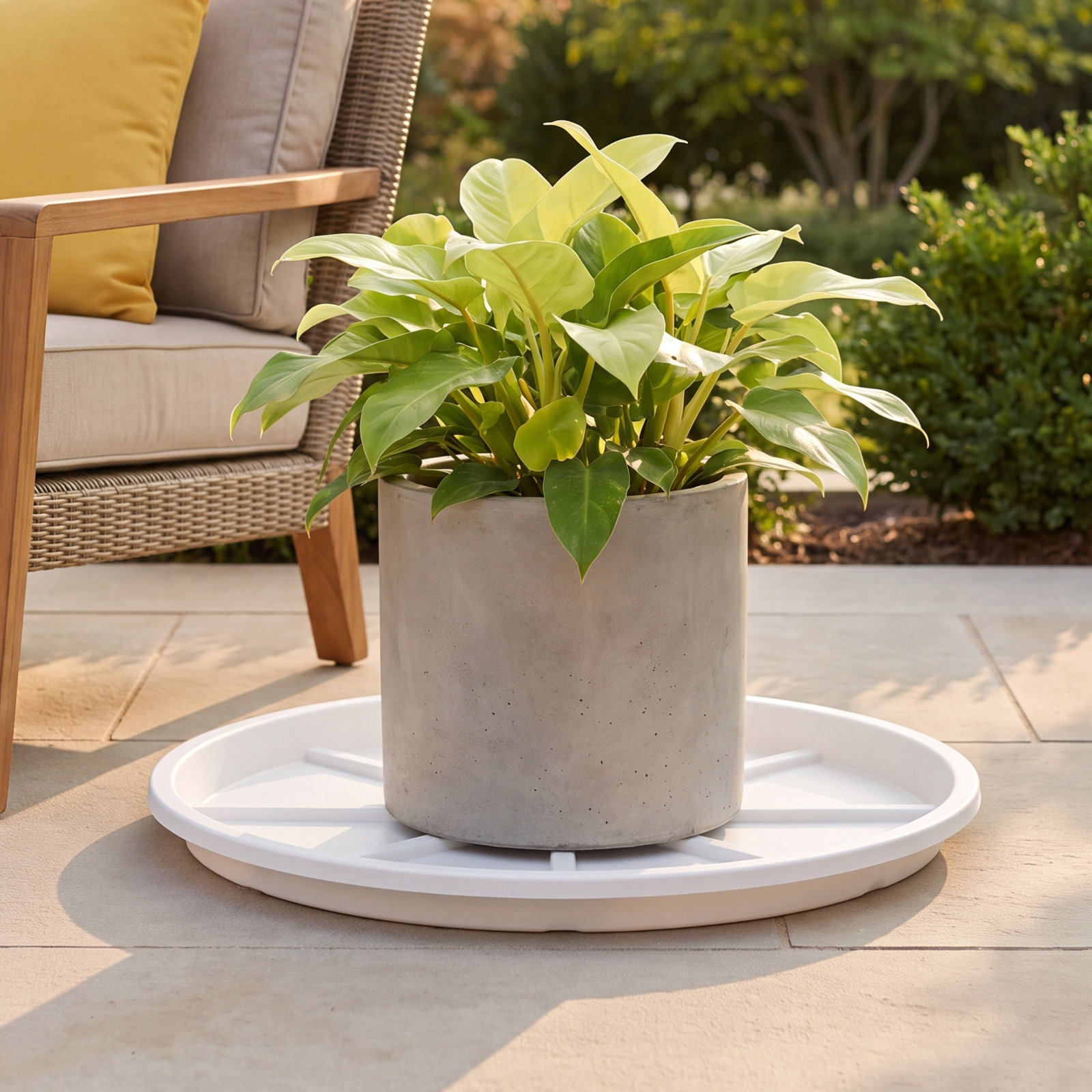 Noha Saucer Plant Stand, White, 1.5" H x 14.75" W x 14.75" D