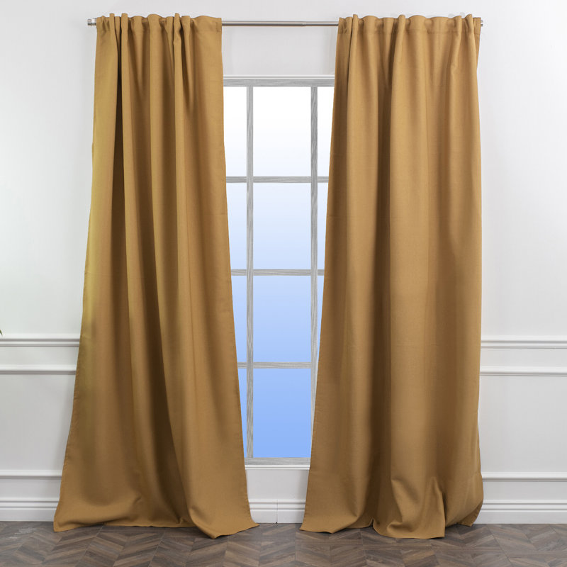 Room Darkening Single Curtain Panel, Mustard, 260cm Width x 350cm Drop