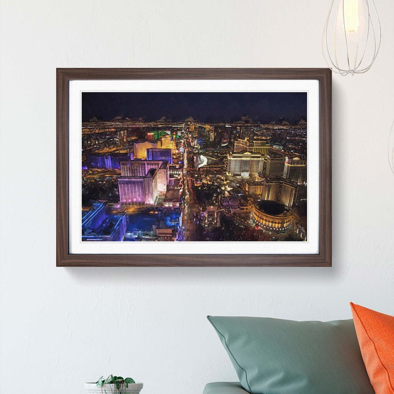 Aerial View of the Las Vegas Strip in Abstract - Picture Frame Graphic Art Print on MDF, 48cm H x 65cm W x 2cm D