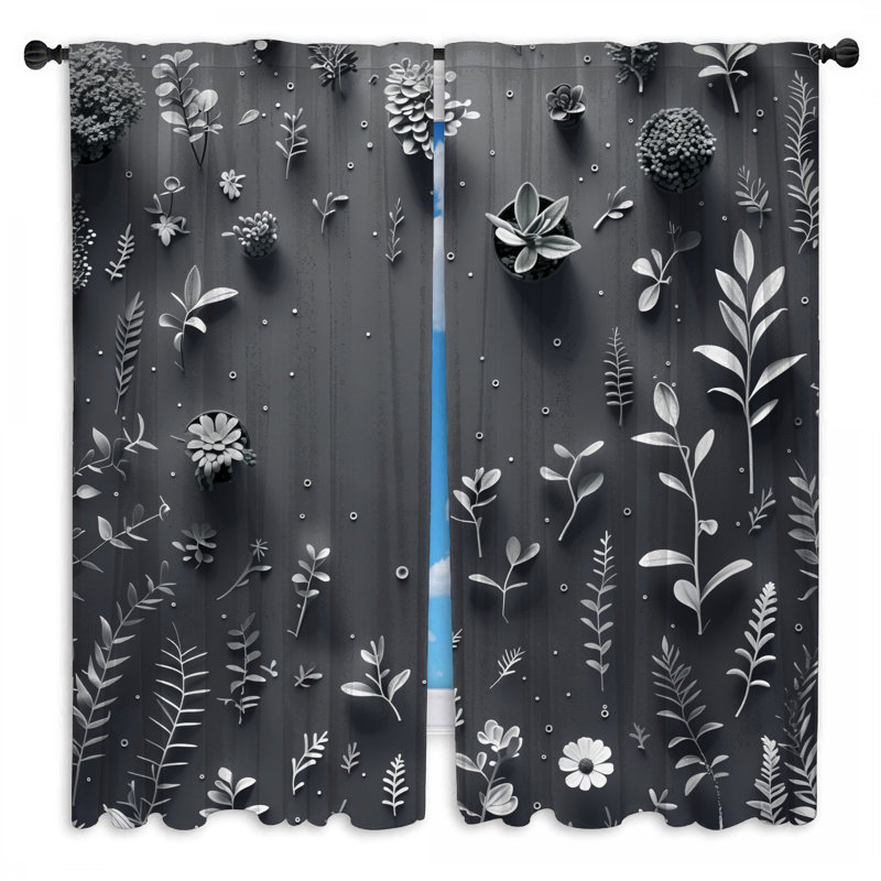 Succulent rideau de fenêtre à motif floral et obscurcissant - 2 panneaux, 20in x 60in - 2 panels, Obscurcissement de chambre