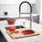 STYLISH Core Bamboo Over the Sink Cutting Board with Collapsible Bowl and Collander