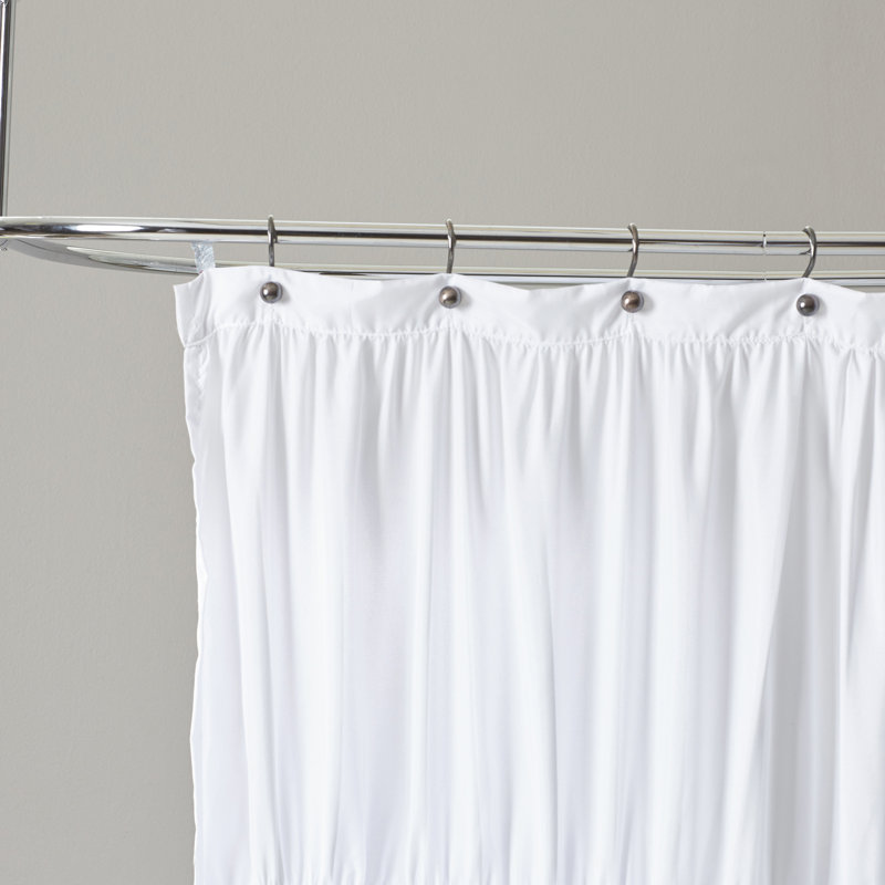 White Polyester Ruffled Flower 72" x 72" Shower Curtain