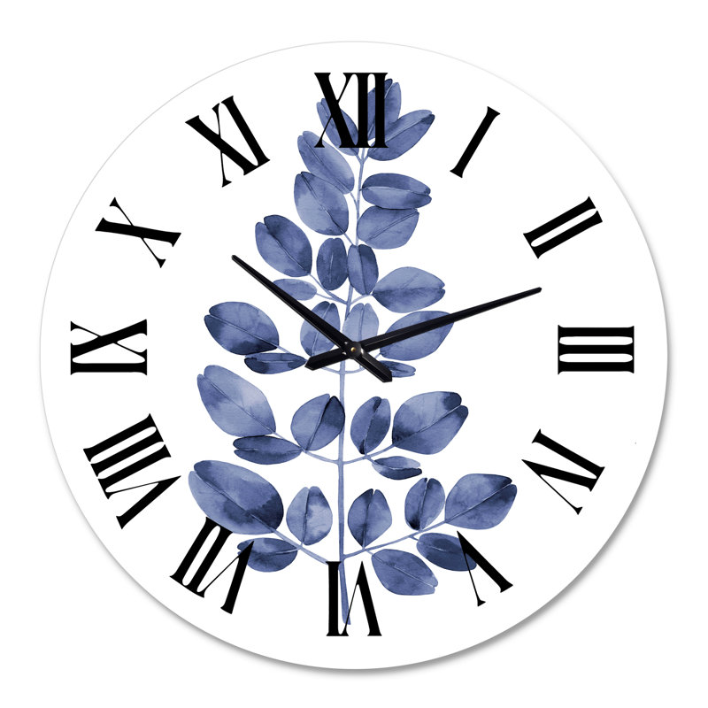 Eucalyptus bleu marine II - Horloge murale traditionnelle, Surdimensionné