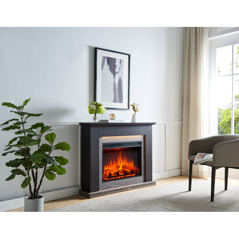 FLAMME 112cm W Electric Fire with 6824 BTU, Espresso Oak