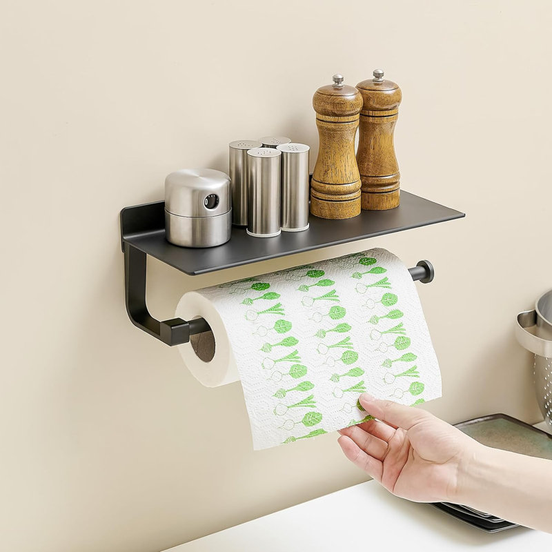 Tablette avec porte-serviettes Graylan, Noir mat