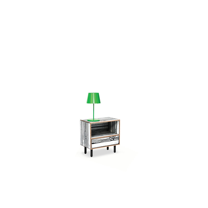Wrongwoods 1 - Drawer Nightstand, White/Black