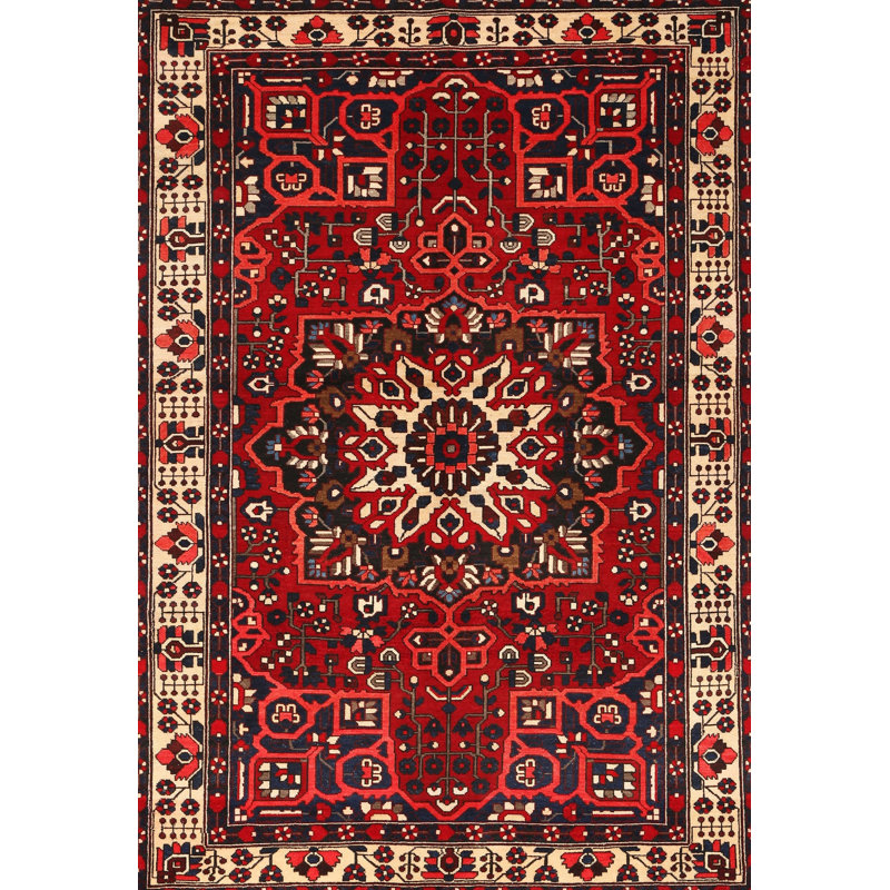 Tapis traditionnel rouge / beige / noir Bahamas, Rectangle 7 pi x 9 pi