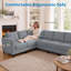 Canapé modulaire en L Linen, gris clair-2141738361