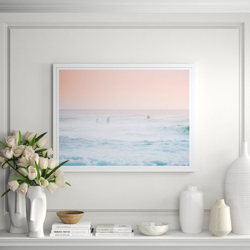 Pink And Blue Beach Sunset Giclee Print, 31.5" H x 41.5" W x 1.75" D