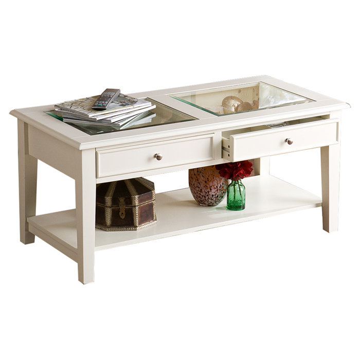 Table basse avec rangement Claar, Blanc classique