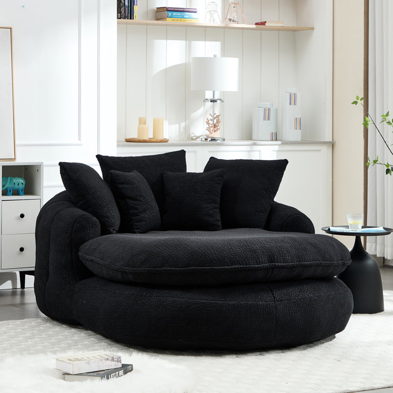 Fauteuil à billes surdimensionné avec 3 grands coussins, 2 petits enveloppements, tissu chenille, convient à de multiples décors de conception ergonomique moelleuse, idéal pour les dortoirs et les salles de jeux